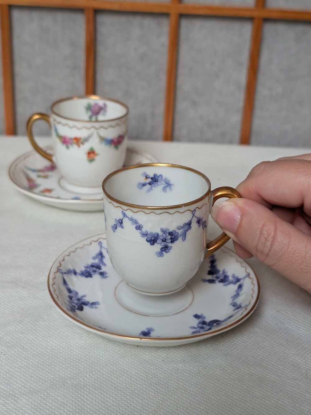 Vintage Schumann Dresden Porcelain Demitasse Cup & Saucer Set - Germany Coffee
